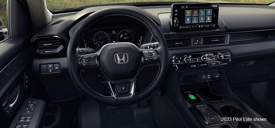 Honda 2023 Pilot Elite black interior.